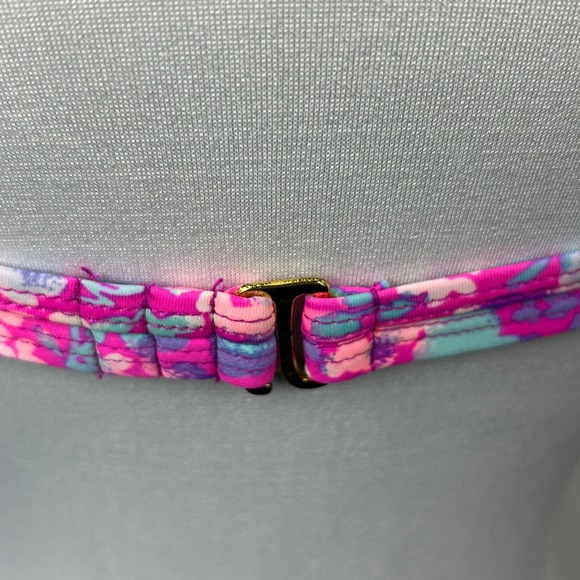 Floral Twist Bikini Top Bandeau Large Padded Swim Top Adjustable Straps - Picture 8 of 12